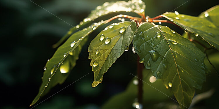 A leaf with raindrops on it - Starpik Stock