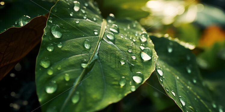 A leaf with raindrops on it - Starpik Stock