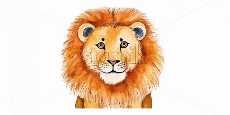 A lion drawn by children on a white background - Starpik Stock