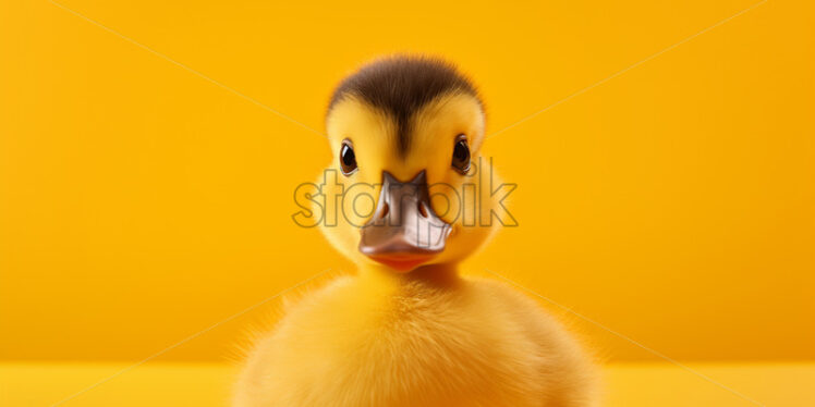 A little duckling on a yellow background - Starpik Stock