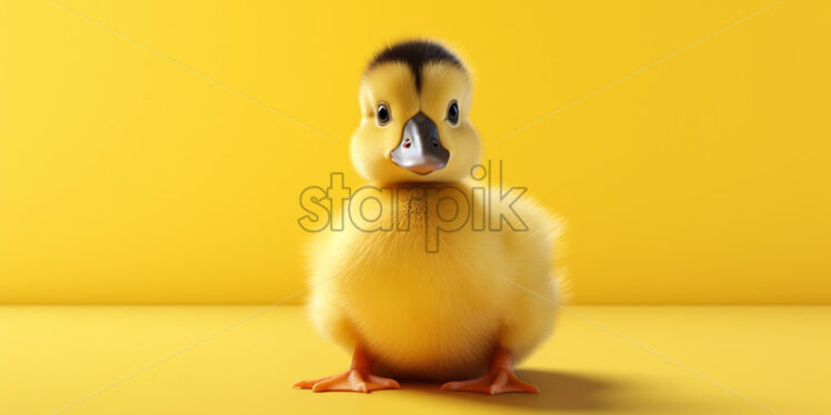 A little duckling on a yellow background - Starpik Stock