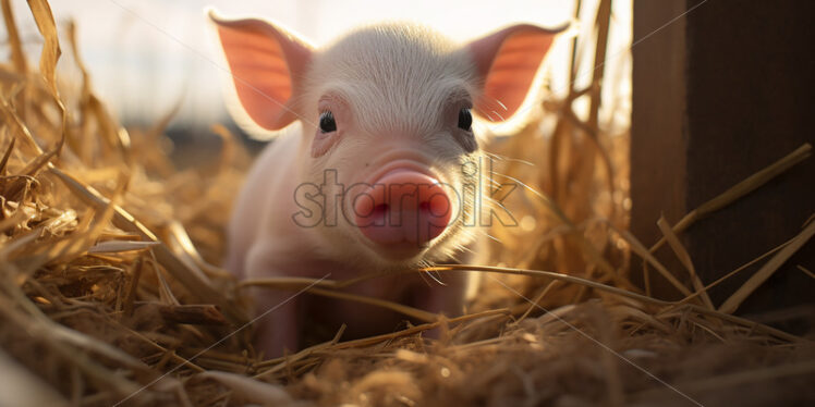 A little pig in a field - Starpik Stock