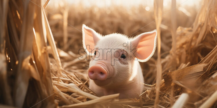 A little pig in a field - Starpik Stock