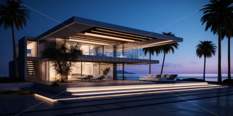 A luxury house on the shore of an ocean - Starpik Stock