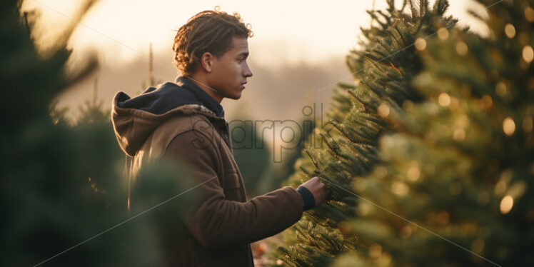 A man chooses the Christmas tree - Starpik Stock