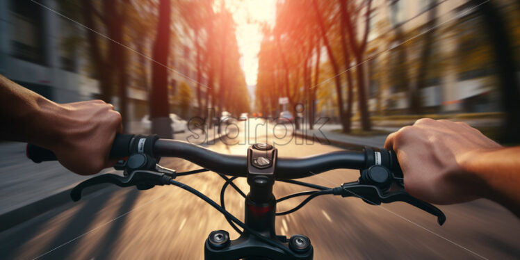 A man holding the handlebars of a bicycle - Starpik Stock