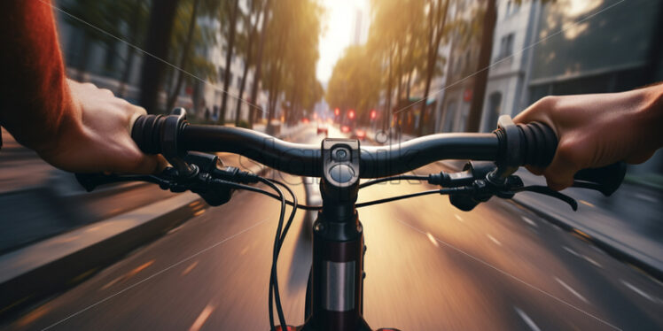 A man holding the handlebars of a bicycle - Starpik Stock