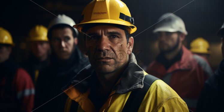 A man with a yellow protective helmet in the foreground - Starpik Stock