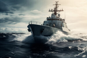 A maritime patrol vessel in action - Starpik Stock