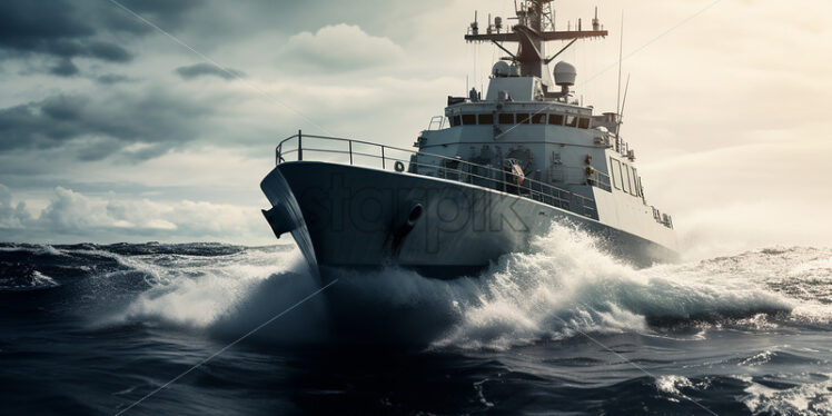 A maritime patrol vessel in action - Starpik Stock