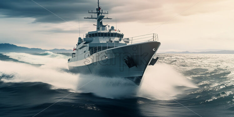 A maritime patrol vessel in action - Starpik Stock