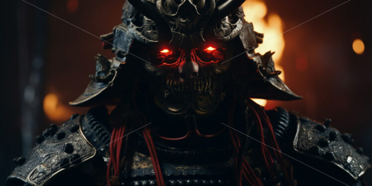 A menacing samurai in a helmet - Starpik Stock