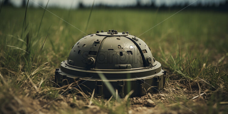 A military mine that is placed in the ground - Starpik Stock