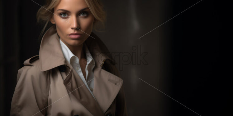 A model in a dark trench coat - Starpik Stock