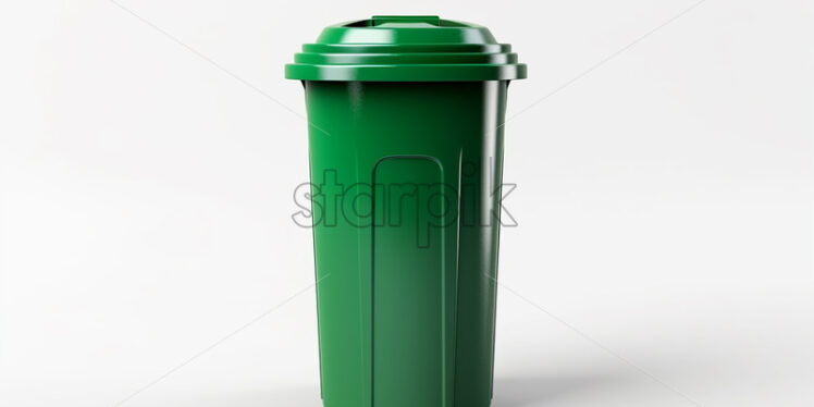 A modern green trash can on a white background - Starpik Stock