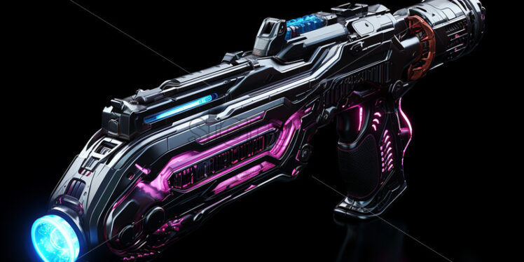 A modern plasma pistol on a black background - Starpik Stock