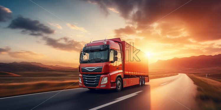 A modern truck driving on a highway - Starpik Stock