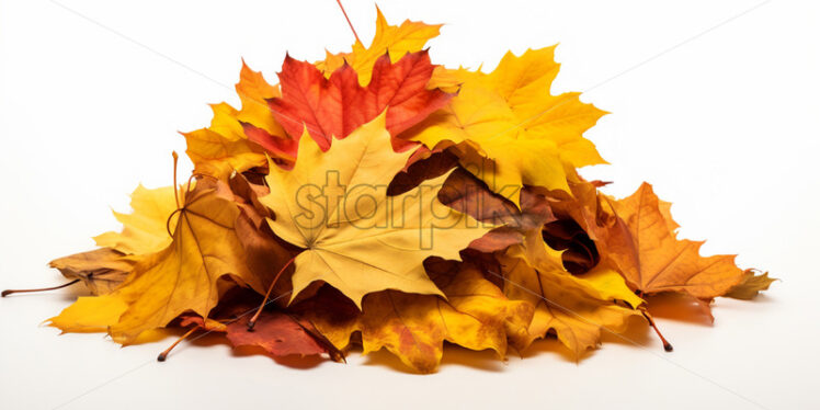 A mound of yellow leaves on a white background - Starpik Stock