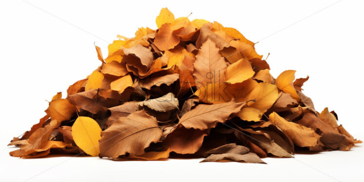 A mound of yellow leaves on a white background - Starpik Stock