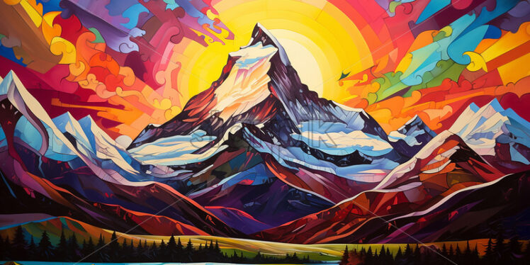 A mountain landscape in pop art style - Starpik Stock