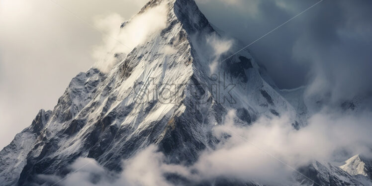 A mountain landscape that represents the peak of a snowy mountain - Starpik Stock