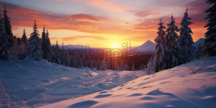 A mountain landscape with a lot of snow - Starpik Stock