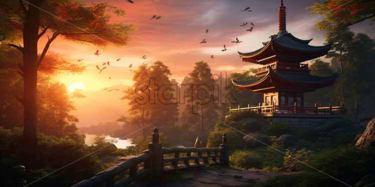 A pagoda in the middle of nature - Starpik Stock