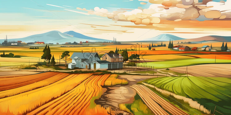 A painted agricultural field - Starpik Stock