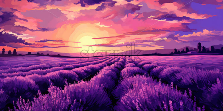 A painting of a field of lavender, digital painting - Starpik Stock