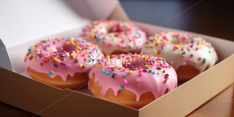 A paper box with donuts - Starpik Stock