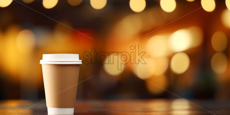 A paper cup of coffee on the background of a cafe - Starpik Stock