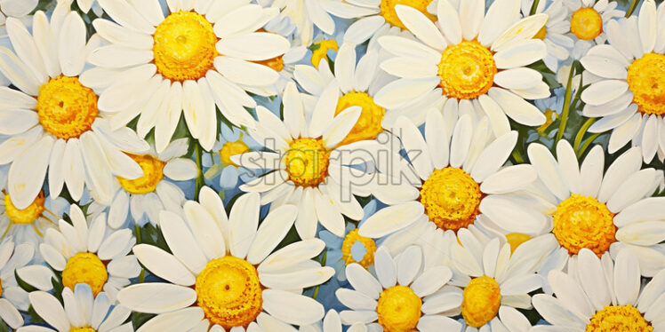 A pattern, painting on canvas of some daisy flowers - Starpik Stock