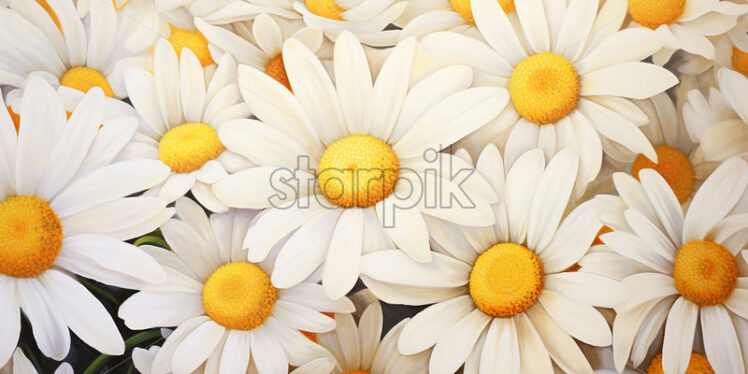 A pattern, painting on canvas of some daisy flowers - Starpik Stock