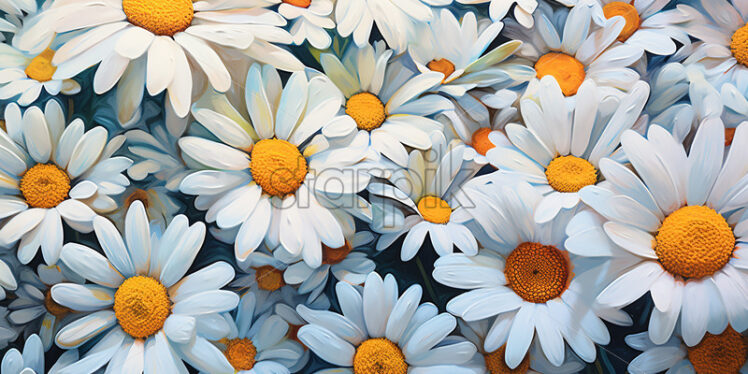 A pattern, painting on canvas of some daisy flowers - Starpik Stock