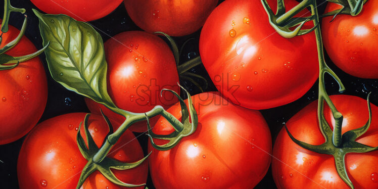 A pattern, the painting on the canvas of some tomatoes - Starpik Stock