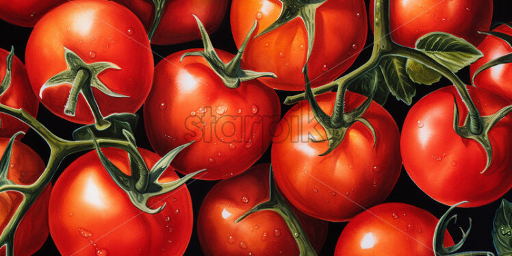 A pattern, the painting on the canvas of some tomatoes - Starpik Stock