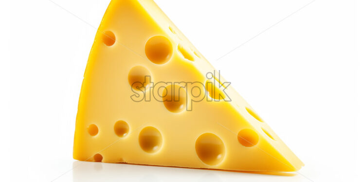 A piece of cheese on a white background - Starpik Stock