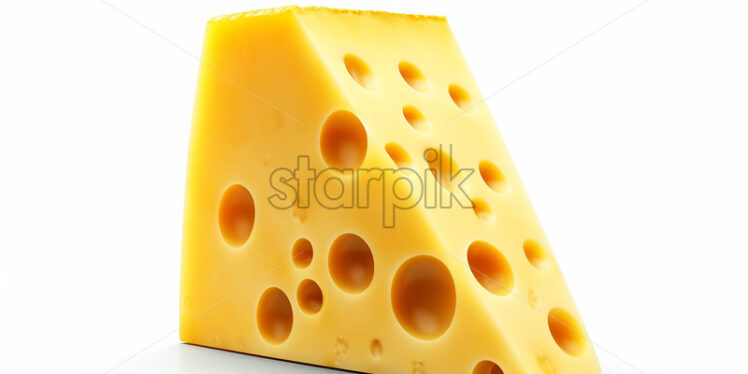 A piece of cheese on a white background - Starpik Stock