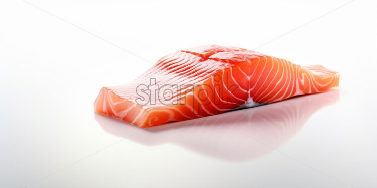 A piece of fresh salmon on a white background - Starpik Stock