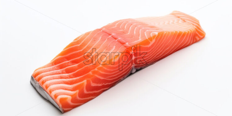 A piece of fresh salmon on a white background - Starpik Stock