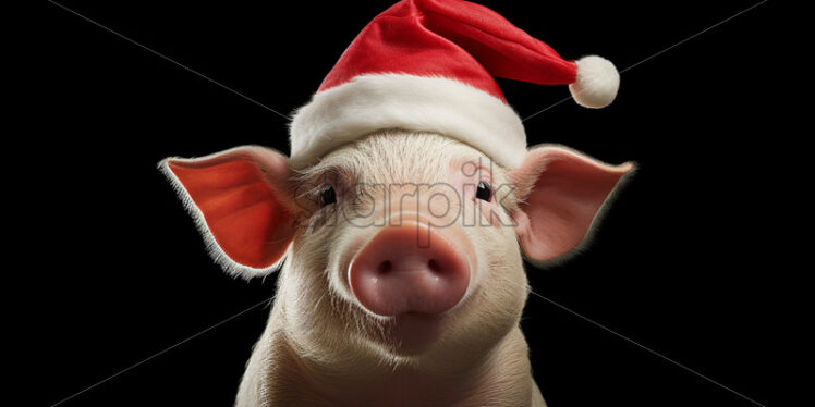 A piglet wearing a Santa hat - Starpik Stock