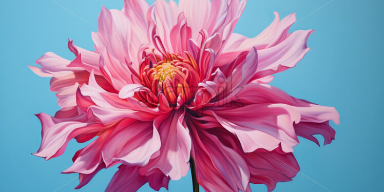 A pink flower painted on a blue background - Starpik Stock