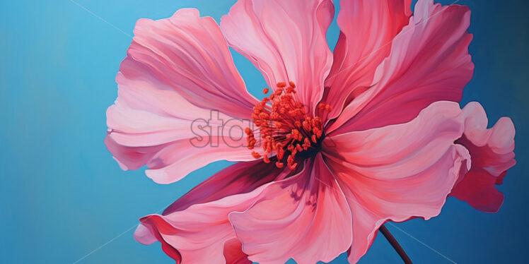 A pink flower painted on a blue background - Starpik Stock