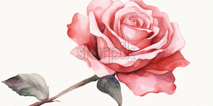 A pink rose on a white background in watercolor for the wedding, clipart style - Starpik Stock