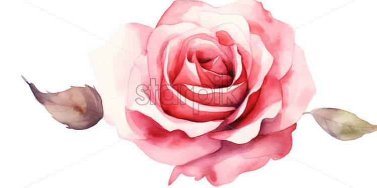 A pink rose on a white background in watercolor for the wedding, clipart style - Starpik Stock