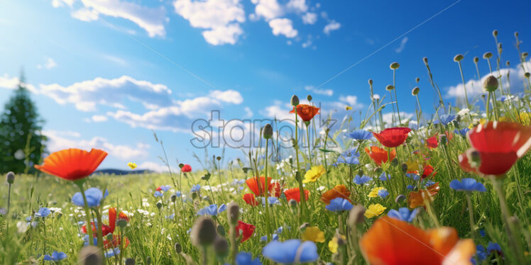 A plain full of multicolored flowers - Starpik Stock