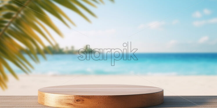 A podium on the background of a beach - Starpik Stock