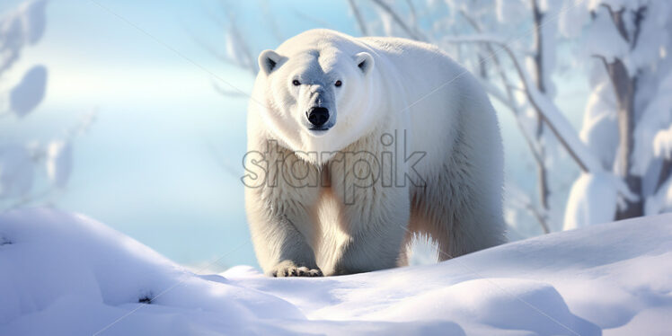 A polar bear on the snow - Starpik Stock