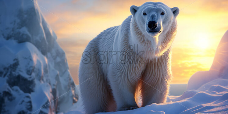 A polar bear on the snow - Starpik Stock