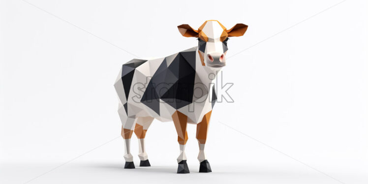 A polygonal 3d model of a cow on a white background - Starpik Stock